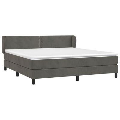 vidaXL Boxspringbett mit Matratze Dunkelgrau 160x200 cm Samt