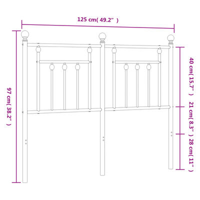 vidaXL Kopfteil Metall Weiß 120 cm