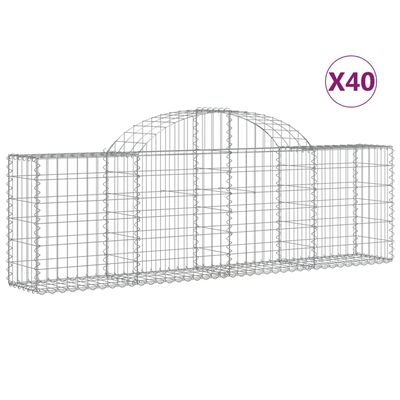 vidaXL Gabionen mit Hochbogen 40 Stk. 200x30x60/80 cm Verzinktes Eisen