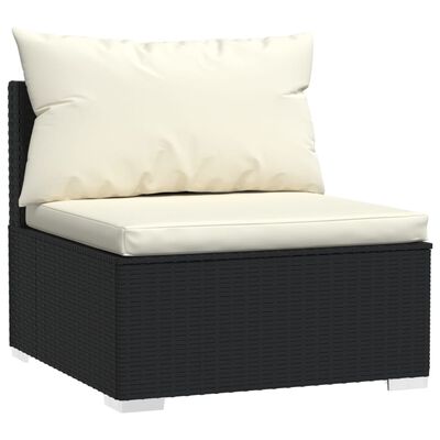 vidaXL 4-tlg. Garten-Lounge-Set mit Auflagen Schwarz Poly Rattan