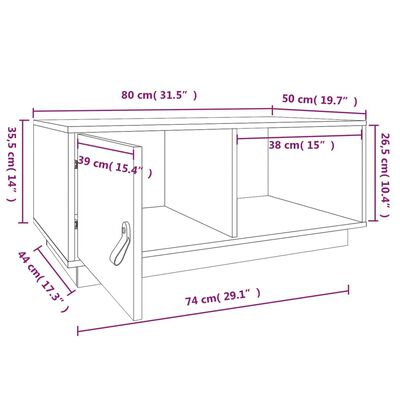 vidaXL Couchtisch 80x50x35,5 cm Massivholz Kiefer