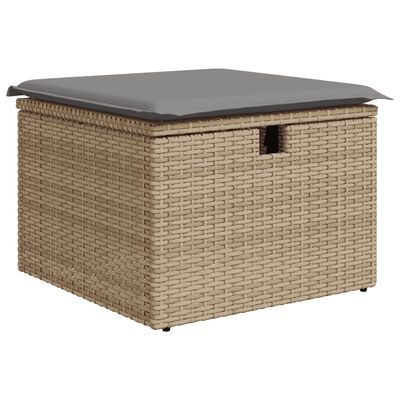 vidaXL 7-tlg. Garten-Sofagarnitur mit Kissen Beige Poly Rattan