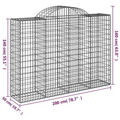 vidaXL Gabionen mit Hochbogen 15Stk. 200x50x140/160cm Verzinktes Eisen