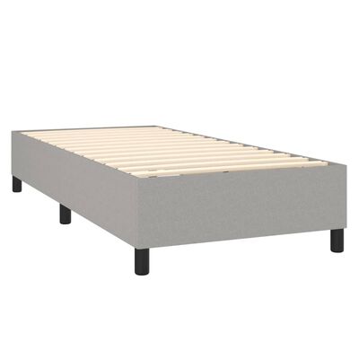 vidaXL Boxspringbett mit Matratze & LED Hellgrau 90x200 cm Stoff