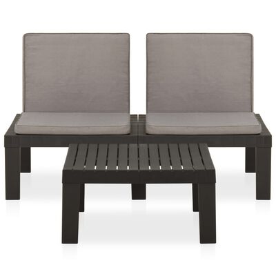 vidaXL 2-tlg. Garten-Lounge-Set mit Auflagen Kunststoff Grau