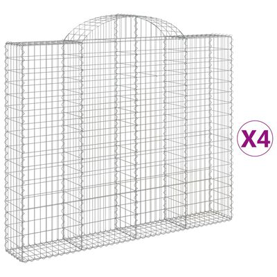 vidaXL Gabionen mit Hochbogen 4 Stk. 200x30x160/180cm Verzinktes Eisen