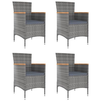 vidaXL Garten-Essstühle 4 Stk. Poly Rattan Grau