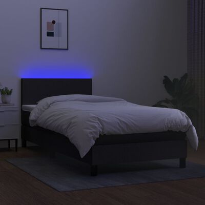 vidaXL Boxspringbett mit Matratze & LED Schwarz 90x200 cm Stoff