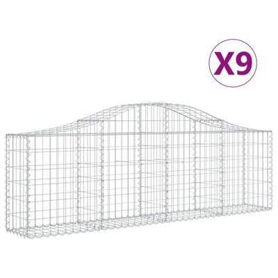 vidaXL Gabionen mit Hochbogen 9 Stk. 200x30x60/80 cm Verzinktes Eisen