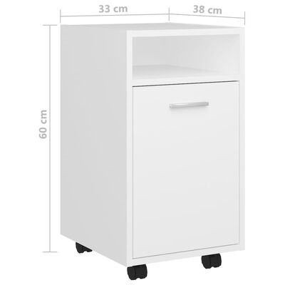 vidaXL Beistellschrank mit Rollen Weiß 33x38x60 cm Holzwerkstoff