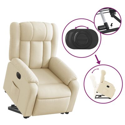 vidaXL Relaxsessel mit Aufstehhilfe Elektrisch Creme Stoff