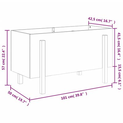 vidaXL Hochbeet Weiß 101x50x57 cm Massivholz Kiefer