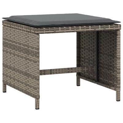 vidaXL Gartenhocker mit Kissen 4 Stk. Grau 40x40x35 cm Poly Rattan