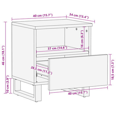 vidaXL Nachttische 2 Stk. 40x34x46 cm Massivholz Akazie