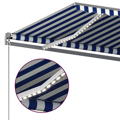 vidaXL Automatische Markise mit LED Windsensor 450x300cm Blau und Weiß