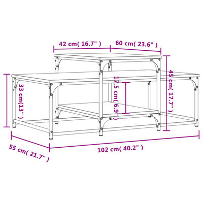 vidaXL Couchtisch Sonoma-Eiche 102x60x45 cm Holzwerkstoff