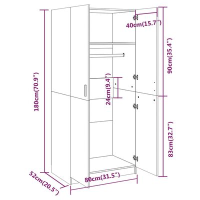 vidaXL Kleiderschrank Räuchereiche 80x52x180 cm Holzwerkstoff