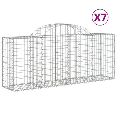 vidaXL Gabionen mit Hochbogen 7 Stk. 200x50x80/100 cm Verzinktes Eisen