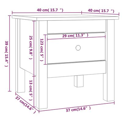 vidaXL Beistelltische 2 Stk. Schwarz 40x40x39 cm Massivholz Kiefer