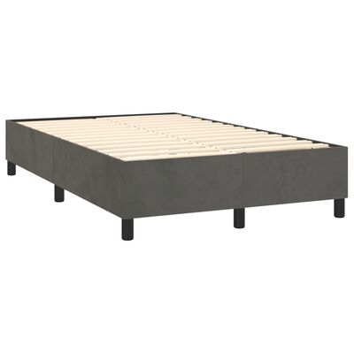 vidaXL Boxspringbett mit Matratze Dunkelgrau 120x200 cm Samt