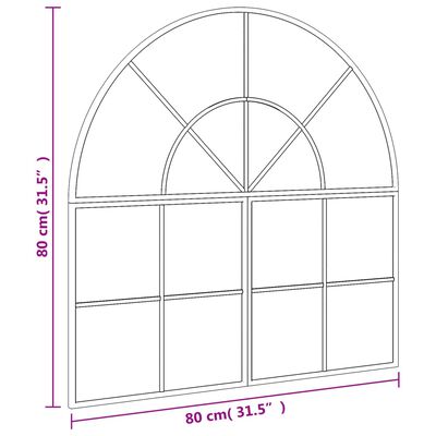 vidaXL Wandspiegel Schwarz 80x80 cm Gewölbt Eisen