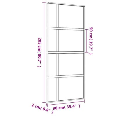 vidaXL Schiebetür Golden 90x205 cm ESG-Klarglas und Aluminium