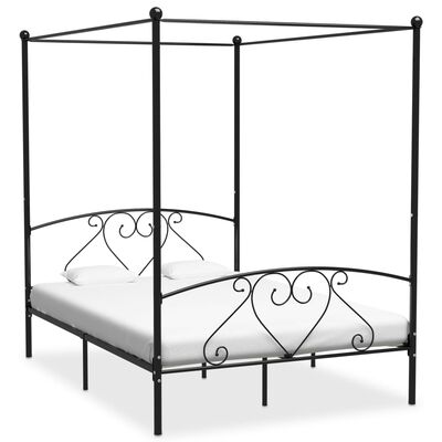 vidaXL Himmelbett-Gestell Schwarz Metall 140 x 200 cm