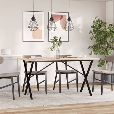 vidaXL Esstisch X-Gestell 140x80x75 cm Massivholz Kiefer und Gusseisen