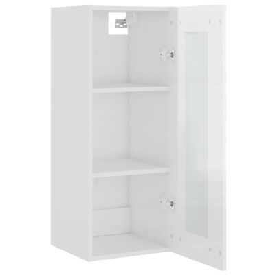 vidaXL Hängeschrank Hochglanz-Weiß 34,5x34x90 cm