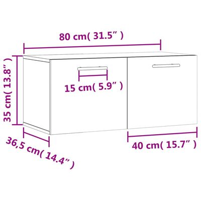 vidaXL Wandschrank Schwarz 80x36,5x35 cm Holzwerkstoff