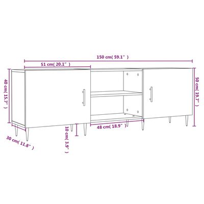 vidaXL TV-Schrank Betongrau 150x30x50 cm Holzwerkstoff