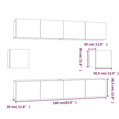 vidaXL 6-tlg. TV-Schrank-Set Räuchereiche Holzwerkstoff