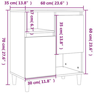 vidaXL Sideboard Grau Sonoma 60x35x70 cm Holzwerkstoff