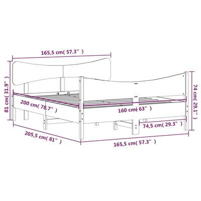 vidaXL Massivholzbett ohne Matratze Weiß 160x200 Kiefernholz