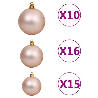 vidaXL Künstlicher Weihnachtsbaum Beleuchtung & Kugeln Gold 210 cm