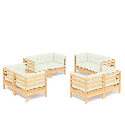 vidaXL 8-tlg. Garten-Lounge-Set mit Creme Kissen Kiefernholz