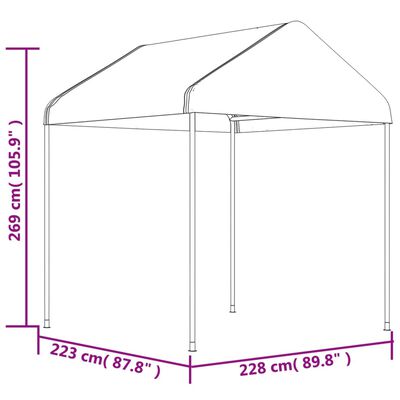 vidaXL Pavillon mit Dach Weiß 17,84x2,28x2,69 m Polyethylen