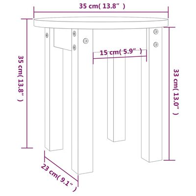 vidaXL Couchtisch Weiß Ø 35x35 cm Massivholz Kiefer