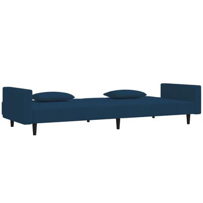 vidaXL Schlafsofa 2-Sitzer mit 2 Kissen Blau Samt