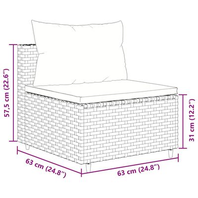 vidaXL 7-tlg. Garten-Lounge-Set mit Kissen Braun Poly Rattan