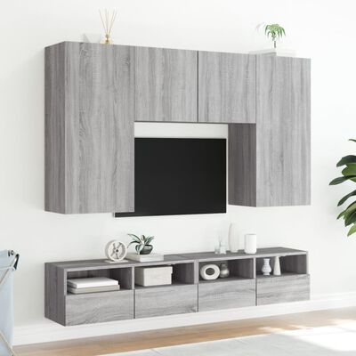 vidaXL TV-Wandschrank Grau Sonoma 100x30x30 cm Holzwerkstoff