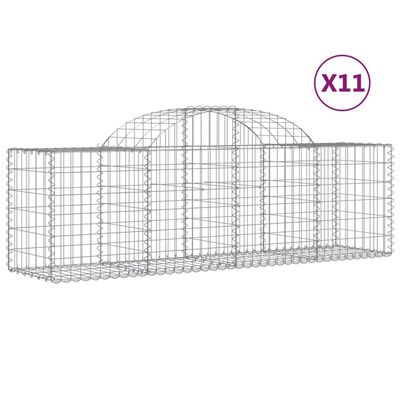 vidaXL Gabionen mit Hochbogen 11 Stk. 200x50x60/80 cm Verzinktes Eisen