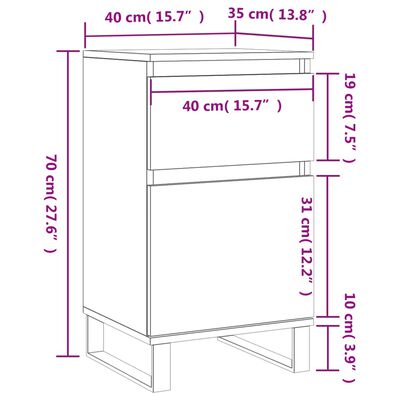 vidaXL Sideboards 2 Stk. Schwarz 40x35x70 cm Holzwerkstoff