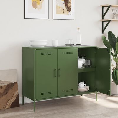 vidaXL Sideboard Olivgrün 100,5x39x79 cm Stahl