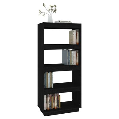 vidaXL Bücherregal/Raumteiler Schwarz 60x35x135 cm Massivholz Kiefer