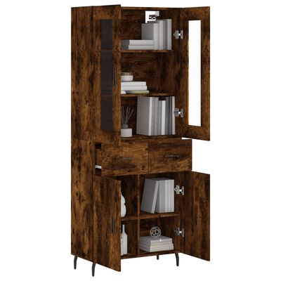 vidaXL Highboard Räuchereiche 69,5x34x180 cm Holzwerkstoff