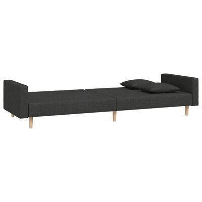 vidaXL Schlafsofa 2-Sitzer mit 2 Kissen Schwarz Stoff