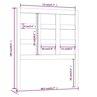 vidaXL Kopfteil Grau 80,5x4x100 cm Massivholz Kiefer