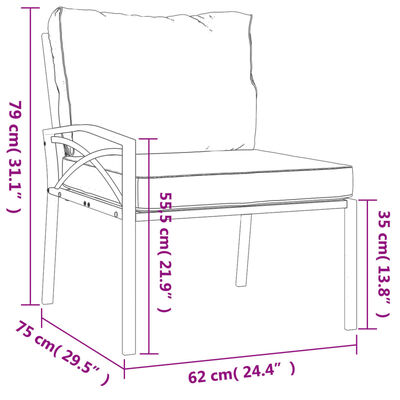 vidaXL 6-tlg. Garten-Lounge-Set mit Grauen Kissen Stahl