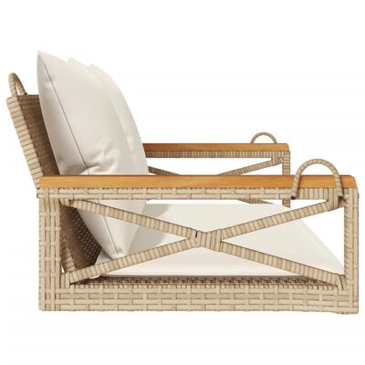 vidaXL Hängebank mit Kissen Beige 109x62x40 cm Poly Rattan